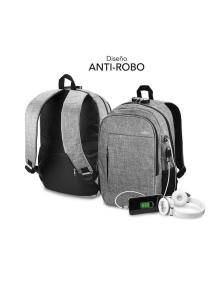 Mochila Subblim Urban Lock para Portátiles hasta 16'/ Puerto USB/ Antirrobo/ Gris