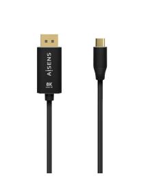 Cable Conversor DisplayPort 8K 60HZ Aisens A109-0687/ USB Tipo-C Macho - Displayport Macho/ Hasta 27W/ 1250Mbps/ 1.8m/ Negro