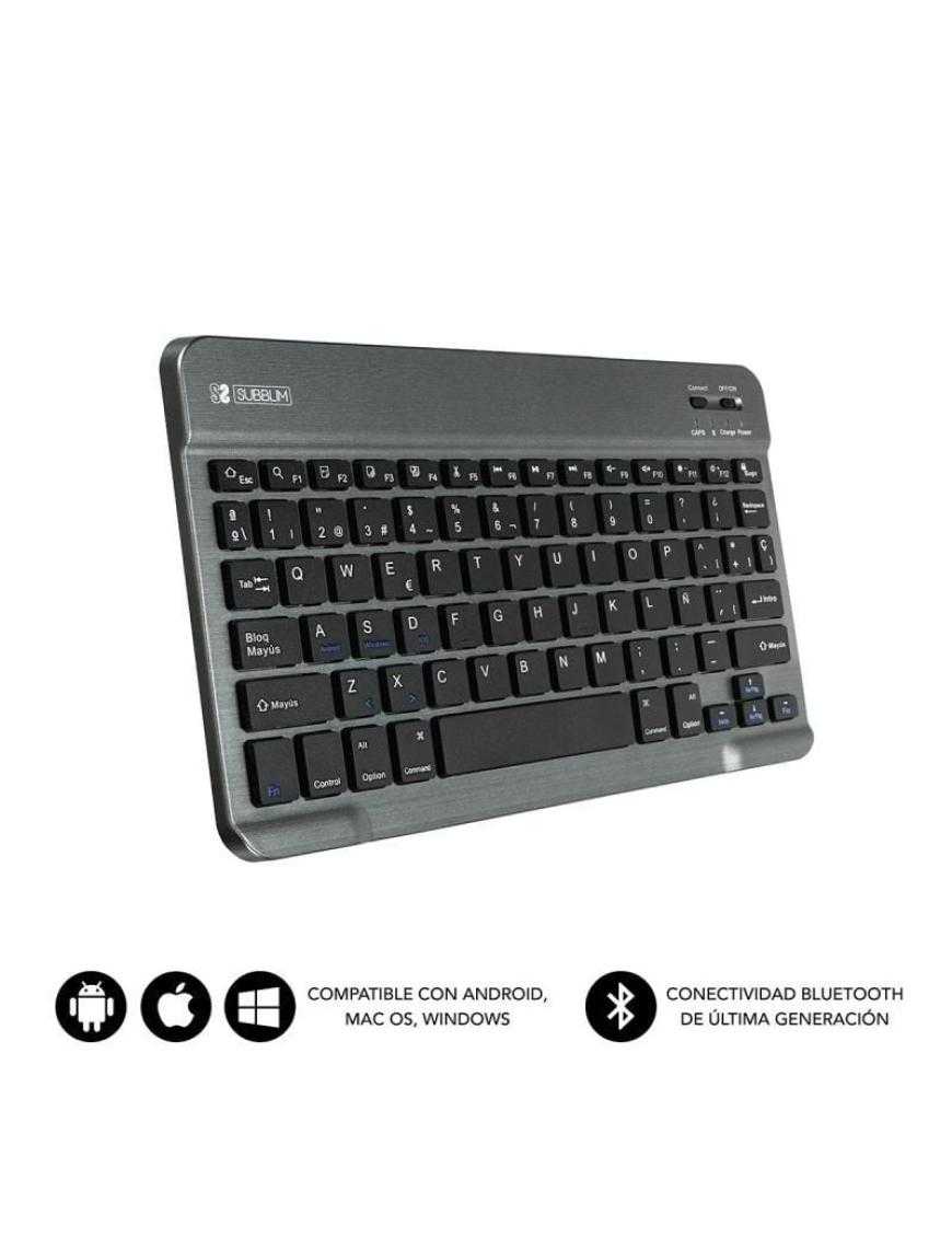 Teclado Compacto Inalámbrico por Bluetooth Subblim Smart/ Gris