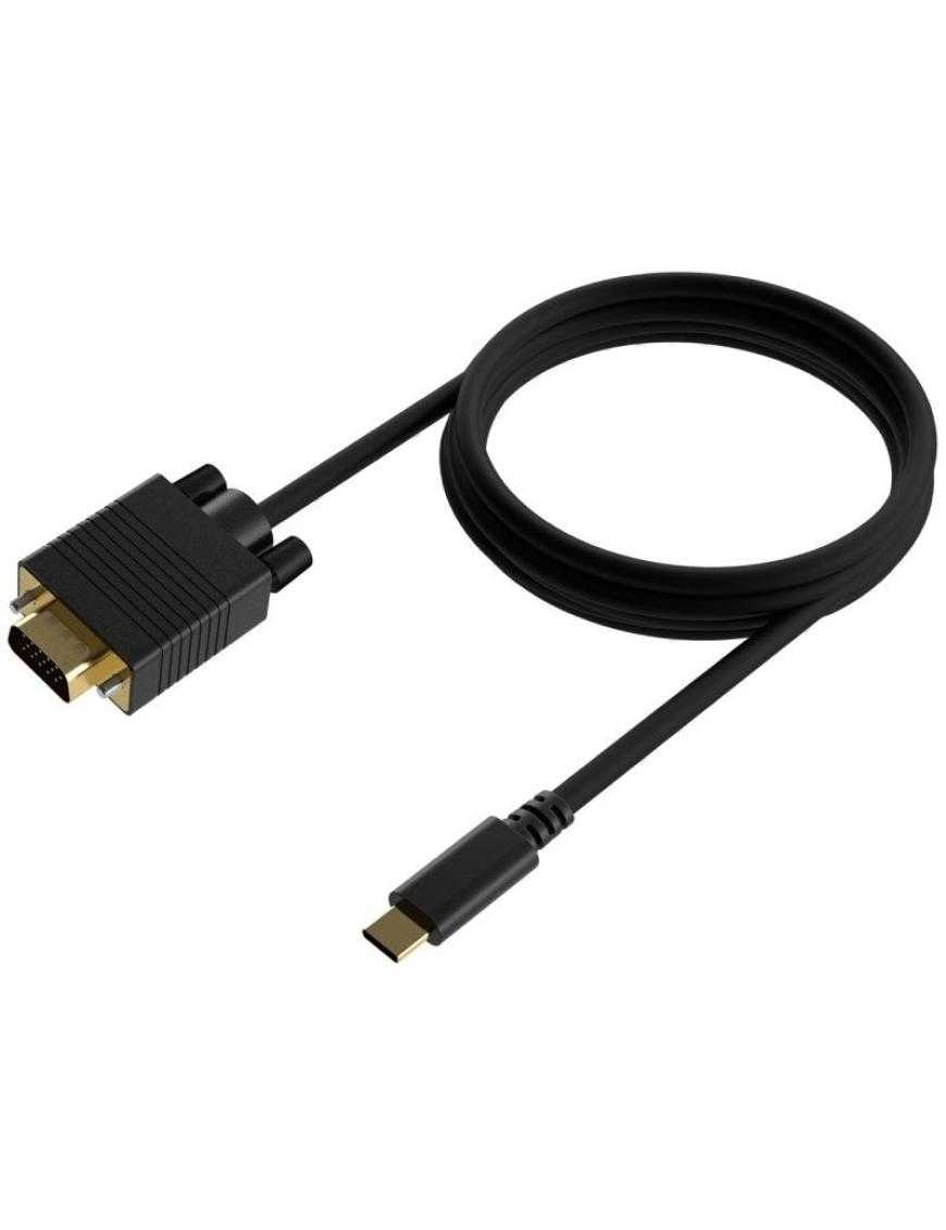 Cable Conversor Aisens A109-0692/ USB Tipo-C Macho - VGA Macho/ Hasta 27W/ 1250Mbps/ 80cm/ Negro