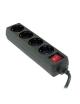 Regleta con interruptor 3GO REG4/ 4 Tomas de corriente/ Cable 1.7m/ Negra