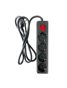 Regleta con interruptor 3GO REG4/ 4 Tomas de corriente/ Cable 1.7m/ Negra