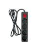 Regleta con interruptor 3GO REG4/ 4 Tomas de corriente/ Cable 1.7m/ Negra