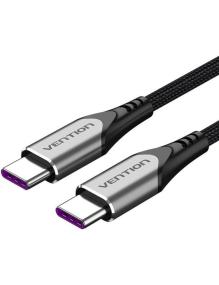 Cable USB 2.0 Tipo-C 5A 100W Vention TAEHF/ USB Tipo-C Macho - USB Tipo-C Macho/ Hasta 100W/ 480Mbps/ 1m/ Gris