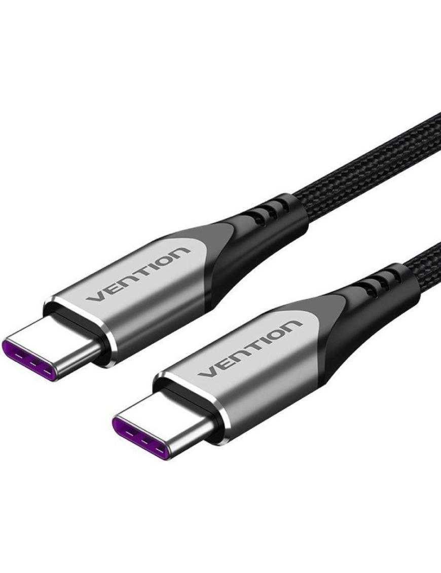 Cable USB 2.0 Tipo-C 5A 100W Vention TAEHF/ USB Tipo-C Macho - USB Tipo-C Macho/ Hasta 100W/ 480Mbps/ 1m/ Gris