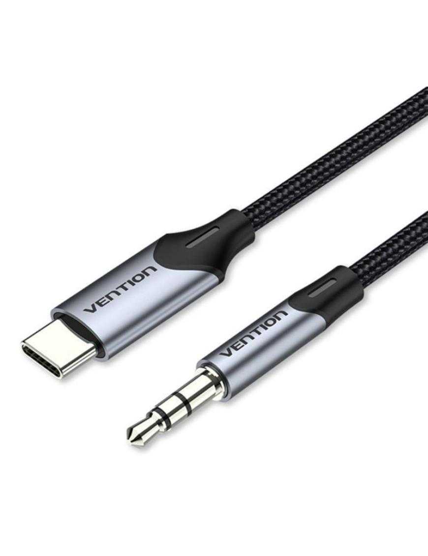 Cable Conversor Audio Vention BGKHF/ USB Tipo-C Macho - Jack 3.5 Macho/ 1m/ Gris