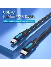 Cable USB 2.0 Tipo-C Vention COWBD/ USB Tipo-C Macho - MiniUSB Macho/ Hasta 10W/ 480Mbps/ 50cm/ Negro