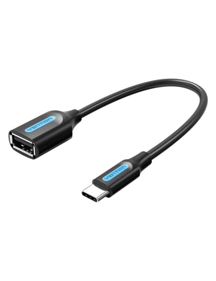 Cable USB 2.0 Vention CCSBB/ USB Tipo-C Macho - USB Hembra/ 15cm/ Negro