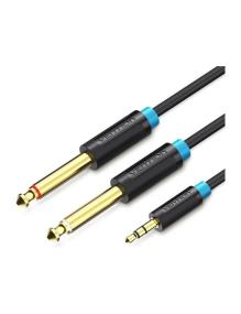 Cable Estéreo Vention BACBD/ Jack 3.5 Macho - 2x Jack 6.5 Macho/ 50cm/ Negro