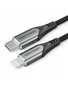 Cable USB 2.0 Tipo-C Lightning Vention TACHF/ USB Tipo-C Macho - Lightning Macho/ Hasta 27W/ 480Mbps/ 1m/ Gris