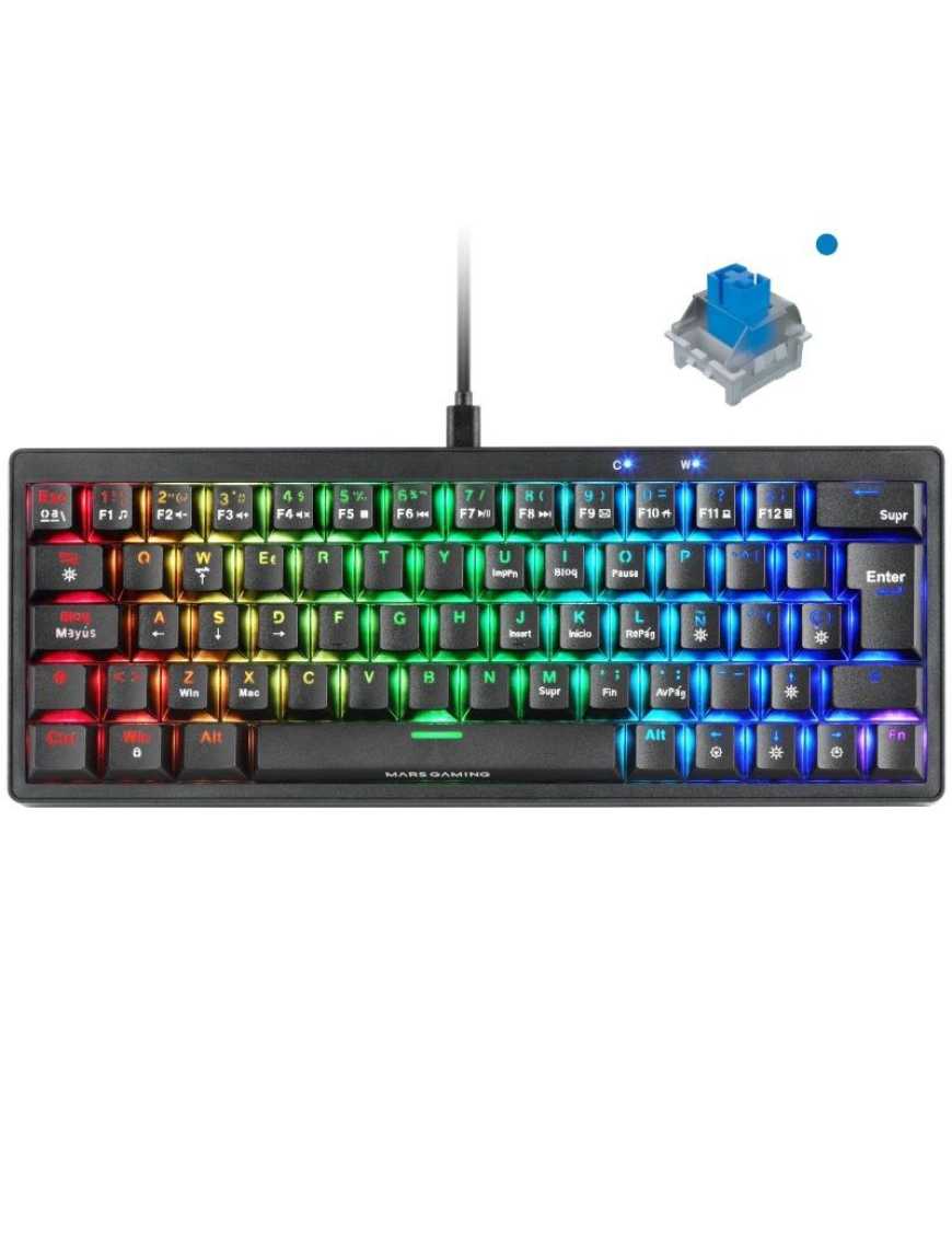 Teclado Gaming Mecánico Mars Gaming MKMINIPRO/ Switch Azul/ Negro