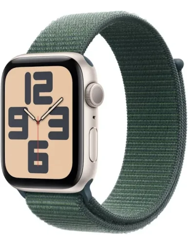 Apple Watch SE 3rd V2/ GPS/ 44mm/ Caja de Aluminio Blanco Estrella/ Correa Loop Deportiva Verde Lago