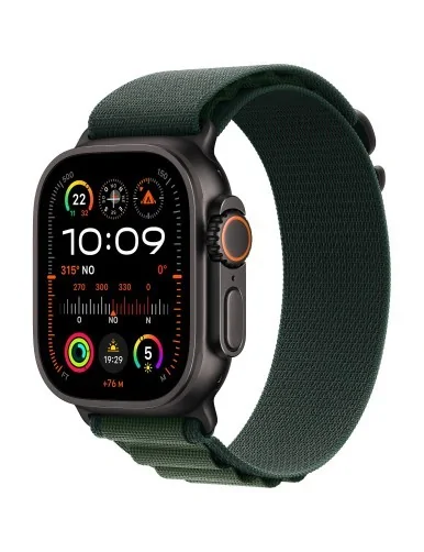 Apple Watch Ultra 2/ GPS/ Cellular/ 49mm/ Caja de Titanio Negro / Correa Loop Alpine Verde Oscuro Grande