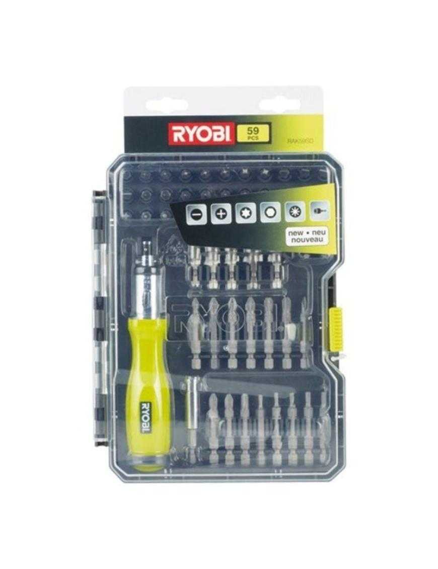 Estuche de 59 Puntas para Atornillar Ryobi RAK59SD / Incluye Destornillador