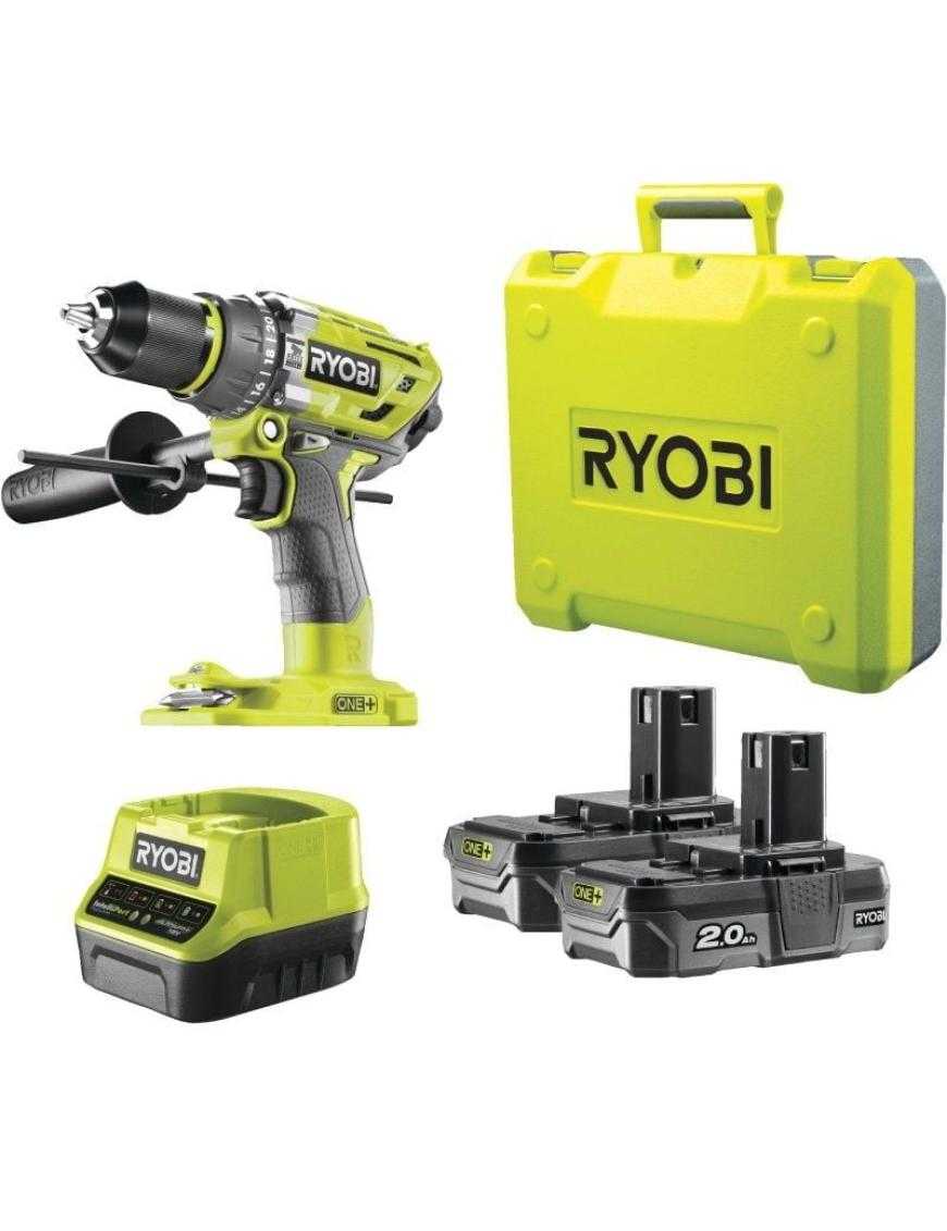 Taladro-Atornillador Sin Cable Ryobi ONE+ R18PD7-220B/ 2 baterías 18V 2,0 Ah/ Cargador 2,0 A/ Bolsa de Transporte