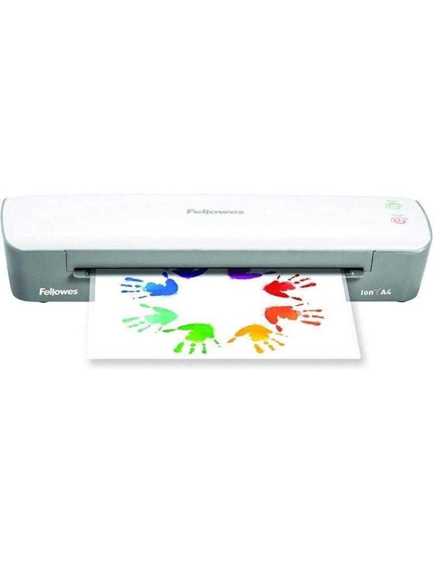 Plastificadora Fellowes Ion A4 4560001/ hasta A4 y 80-125 Micras/ Blanca y Gris