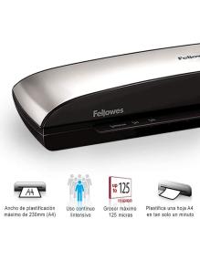 Plastificadora Fellowes Spectra A4/ hasta A4 y 125 Micras/ Negra y Gris