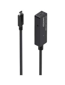 Cable Alargador USB 3.2 con Amplificador Aisens A107-0870/ USB Tipo-C Macho - USB Tipo-C Hembra/ Hasta 100W/ 20Gbps/ 10m/ Negro