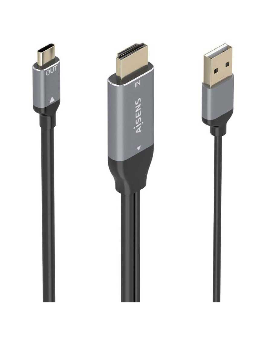 Cable Conversor Aisens A109-0871/ HDMI Macho/ USB Macho - USB Tipo-C Macho/ 1.8m/ Negro