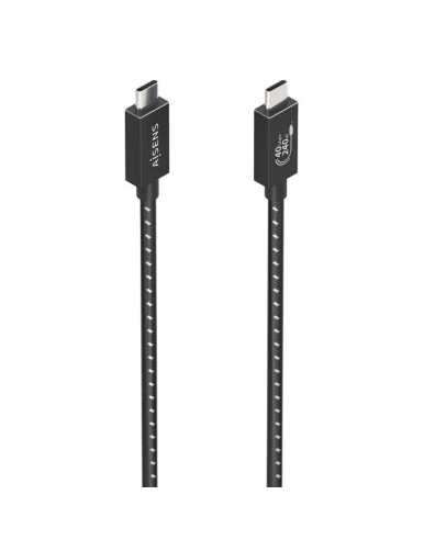 Cable USB 4.0 Tipo-C Aisens A107-0867/ USB Tipo-C Macho - USB Tipo-C Macho/ Hasta 240W/ 1m/ Gris