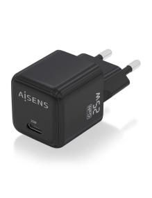 Cargador Gan de Pared Aisens ASCH-25W1P013-BK/ 1xUSB Tipo-C/ 25W