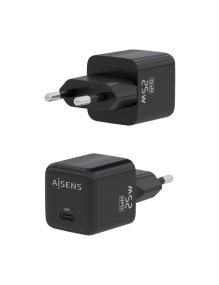 Cargador Gan de Pared Aisens ASCH-25W1P013-BK/ 1xUSB Tipo-C/ 25W