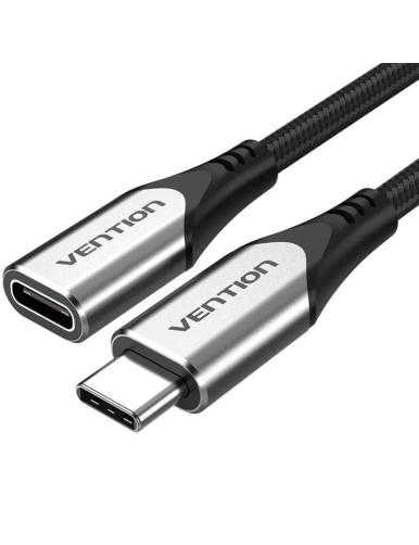 Cable Alargador USB 3.1 Tipo-C Vention TABHF/ USB Tipo-C Macho - USB Tipo-C Hembra/ Hasta 60W/ 5Gbps/ 1m/ Gris