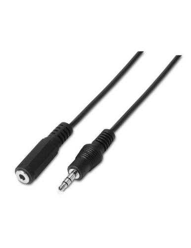 Adaptador Estéreo Aisens A128-0145/ Jack 3.5 Macho - Jack 3.5 Hembra/ Hasta 0.1W/ 1.5m/ Negro