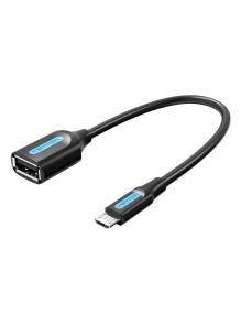 Cable USB 2.0 Vention CCUBB/ MicroUSB Macho - USB Hembra/ 480Mbps/ 15cm/ Negro