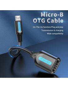 Cable USB 2.0 Vention CCUBB/ MicroUSB Macho - USB Hembra/ 480Mbps/ 15cm/ Negro