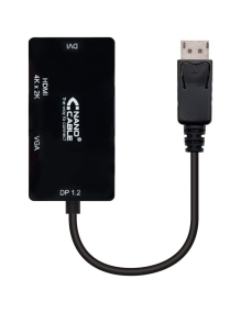 Cable Conversor Nanocable 10.16.3301-BK/ Displayport Macho - VGA Hembra/ DVI Hembra/ HDMI Hembra