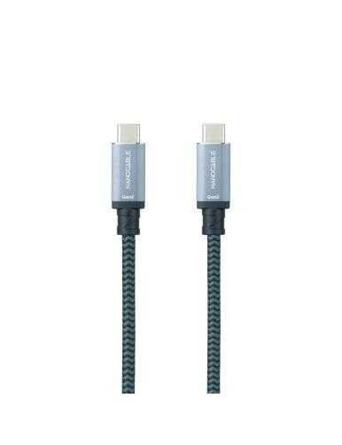 Cable USB 3.1 Tipo-C Nanocable 10.01.4101-COMB/ USB Tipo-C Macho - USB Tipo-C Macho/ Hasta 100W/ 20Gbps/ 1m/ Gris y Negro