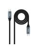 Cable USB 3.2 Tipo-C Nanocable 10.01.4301-L150/ USB Tipo-C Macho - USB Tipo-C Macho/ 1.5m/ Gris y Negro