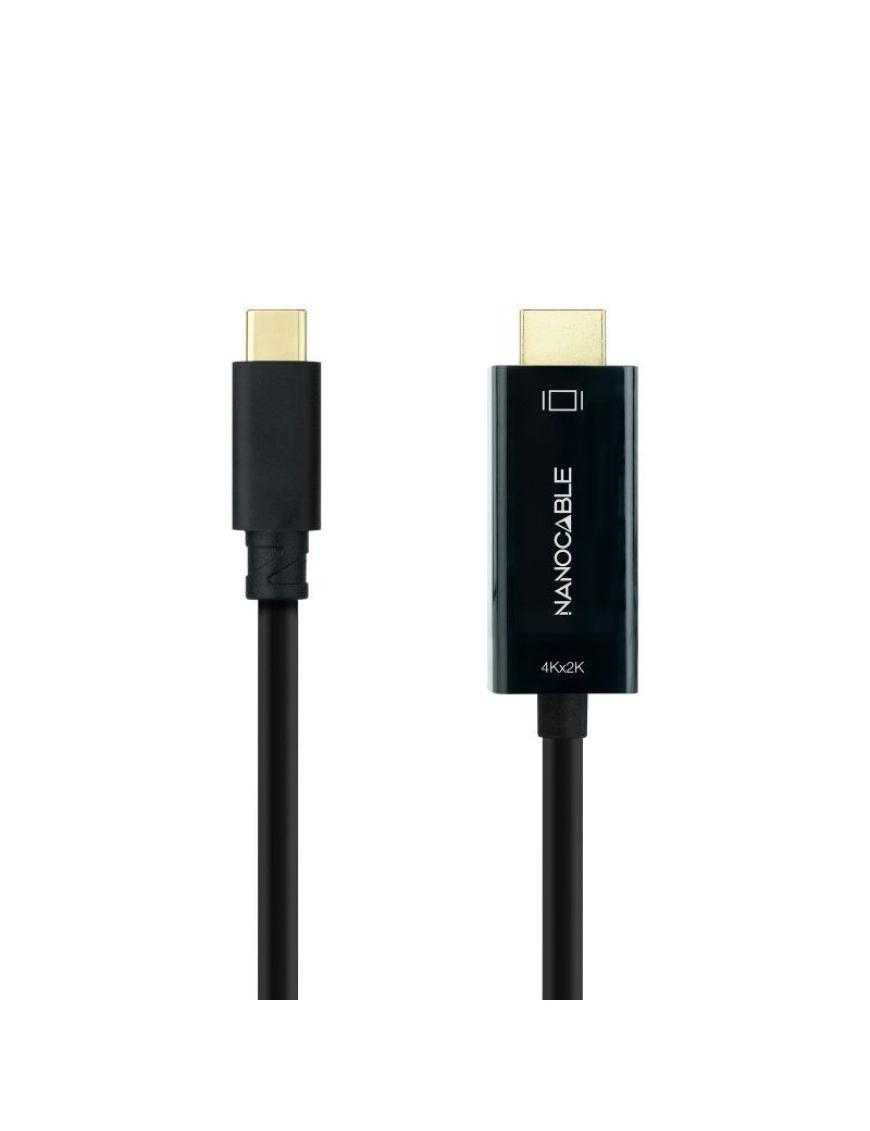 Cable Conversor Nanocable 10.15.5133/ USB Tipo-C Macho - HDMI Macho/ 3m/ Negro