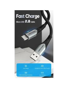 Cable USB 2.0 Vention COAHG/ USB Macho - MicroUSB Macho/ Hasta 60W/ 480Mbps/ 1.5m/ Gris