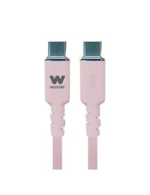 Cable USB 2.0 Tipo-C Woxter PE26-187/ USB Tipo-C Macho - USB Tipo-C Macho/ Hasta 60W/ 480Mbps/ 1.2m/ Rosa