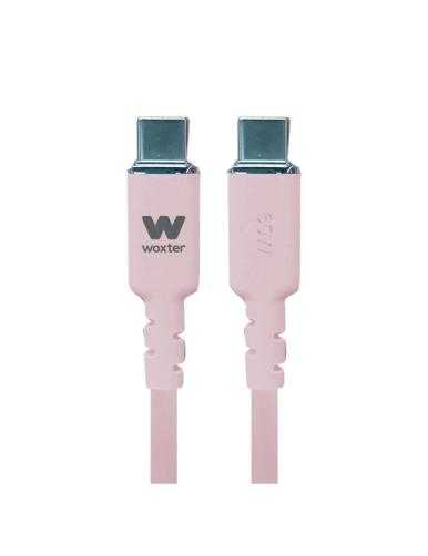 Cable USB 2.0 Tipo-C Woxter PE26-187/ USB Tipo-C Macho - USB Tipo-C Macho/ Hasta 60W/ 480Mbps/ 1.2m/ Rosa