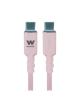 Cable USB 2.0 Tipo-C Woxter PE26-187/ USB Tipo-C Macho - USB Tipo-C Macho/ Hasta 60W/ 480Mbps/ 1.2m/ Rosa