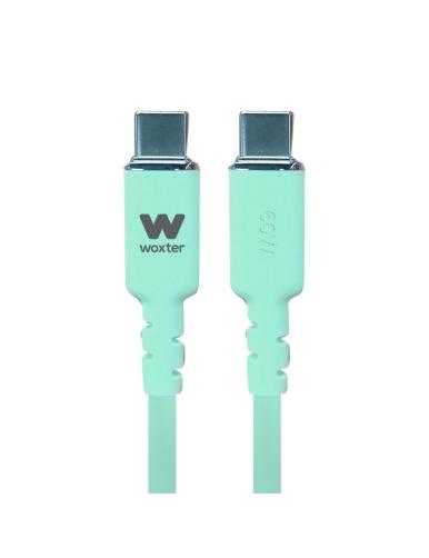 Cable USB 2.0 Tipo-C Woxter PE26-189/ USB Tipo-C Macho - USB Tipo-C Macho/ Hasta 60W/ 480Mbps/ 1.2m/ Verde