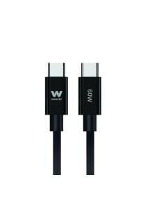 Cable USB 2.0 Tipo-C Woxter PE26-192/ USB Tipo-C Macho - USB Tipo-C Macho/ Hasta 60W/ 480Mbps/ 1.2m/ Negro