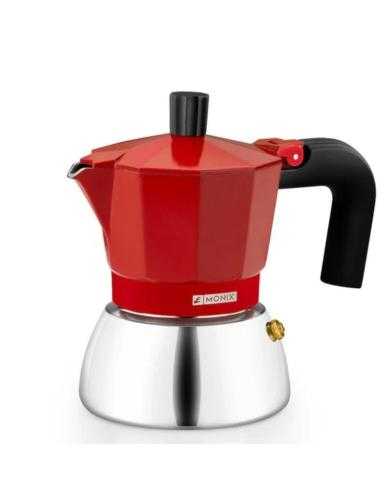 Cafetera Italiana Monix Induction Inox M863103/ 3 Tazas/ Roja