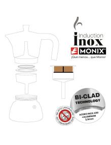 Cafetera Italiana Monix Induction Inox M863103/ 3 Tazas/ Roja