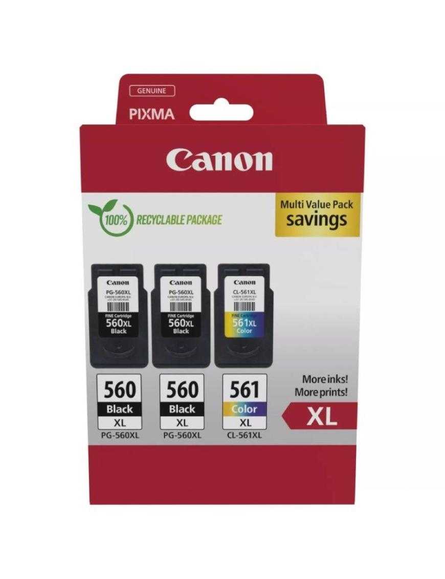 Cartucho de Tinta Original Canon PG-560XL + CL-561XL Multipack Alta Capacidad/ 2x Negro/ Tricolor