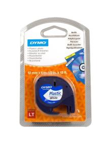 Cinta Rotuladora Adhesiva de Plástico Dymo 91221/ para Letratag/ 12mm x 4m/ Negra-Blanca