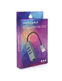 Hub USB 3.0 Nanocable 10.03.0407/ 3xUSB/ 1xRJ45/ Gris