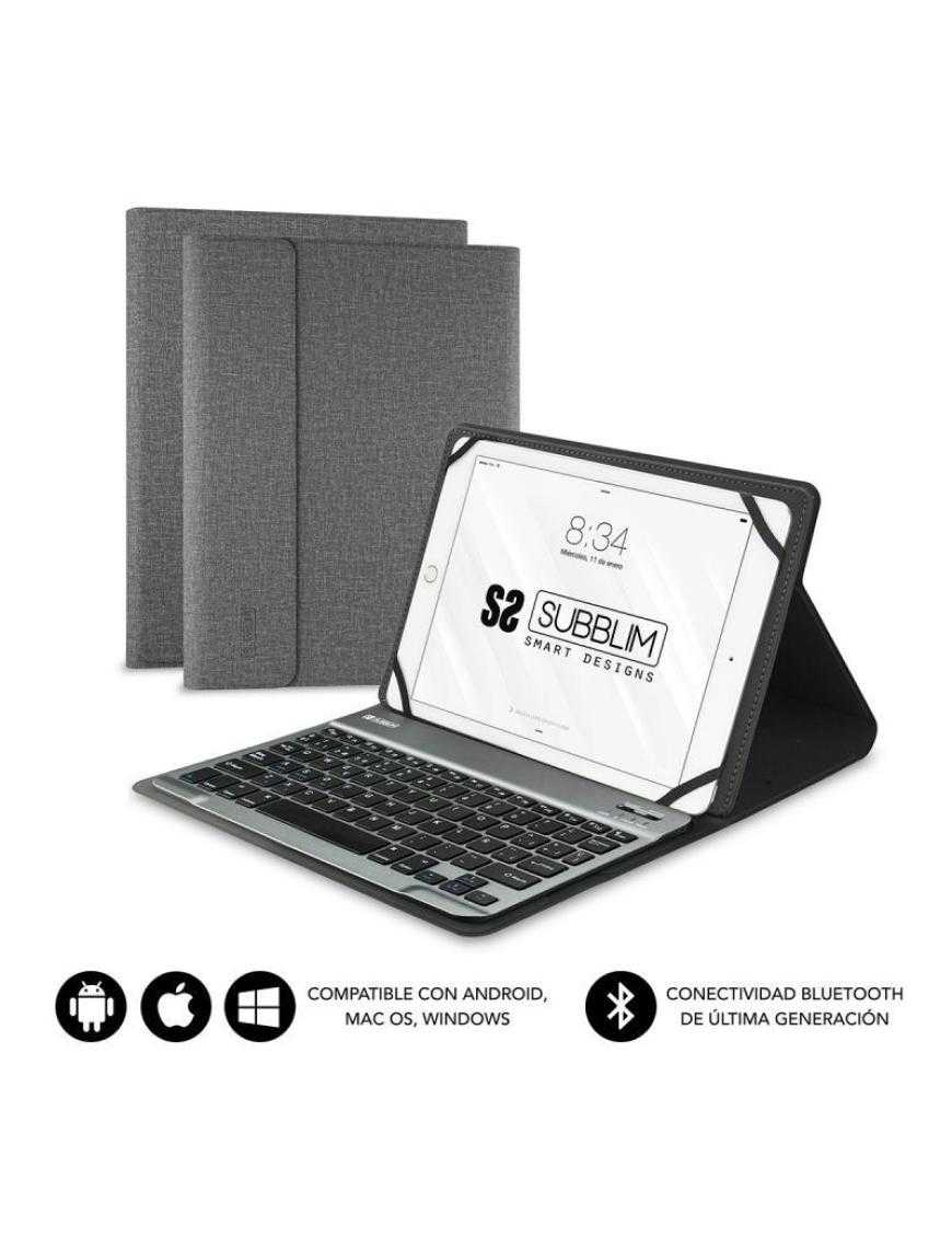 Funda con Teclado Subblim Keytab Pro Bluetooth para Tablets de 10.1'-10.8'/ Gris