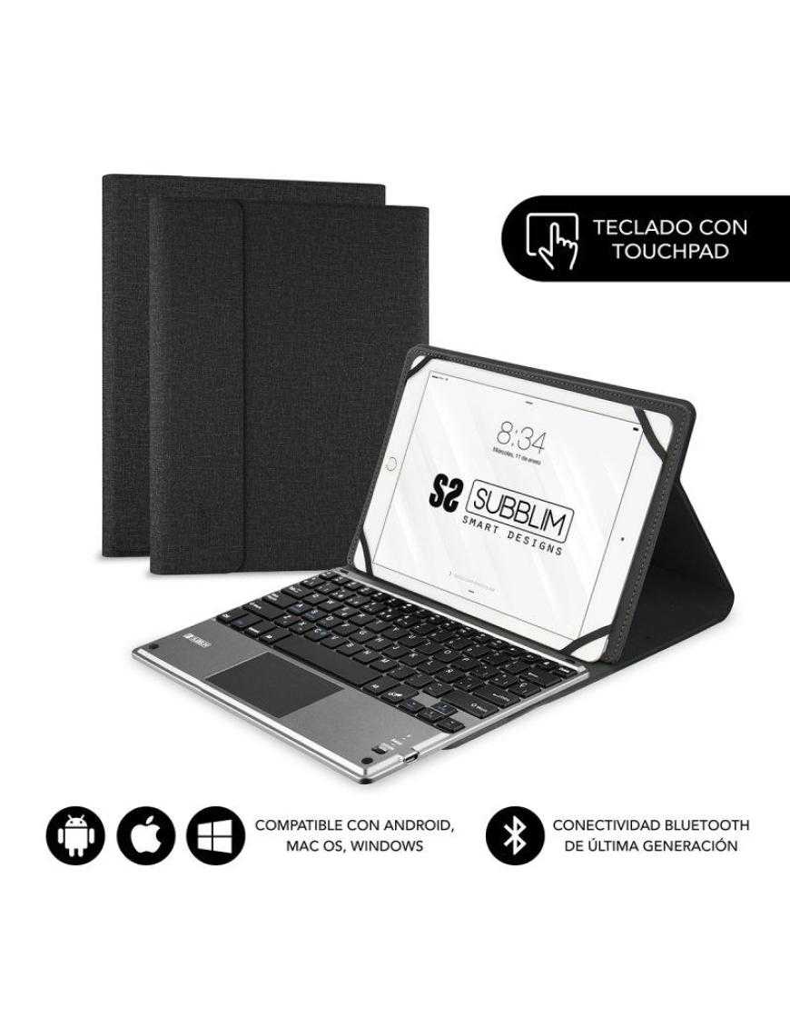 Funda con Teclado Subblim Keytab Pro Bluetooth Touchpad para Tablets de 10.1'-10.8'/ Negra