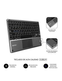 Funda con Teclado Subblim Keytab Pro Bluetooth Touchpad para Tablets de 10.1'-10.8'/ Negra