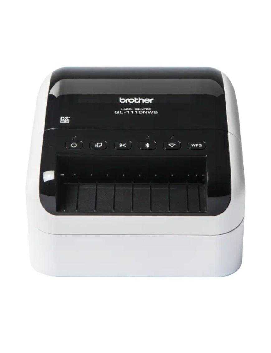 Impresora de Etiquetas Brother QL-1110NWBC/ Térmica/ Ancho etiqueta 103mm/ USB-WIFI-Bluetooth-Ethernet/ Blanca y Negra