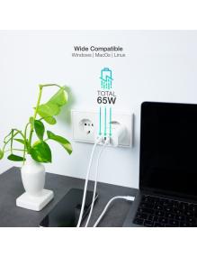 Cargador Gan de Pared TooQ TQWC-GANQC2PD65WT/ 2xUSB Tipo-C/ 1xUSB/ 65W